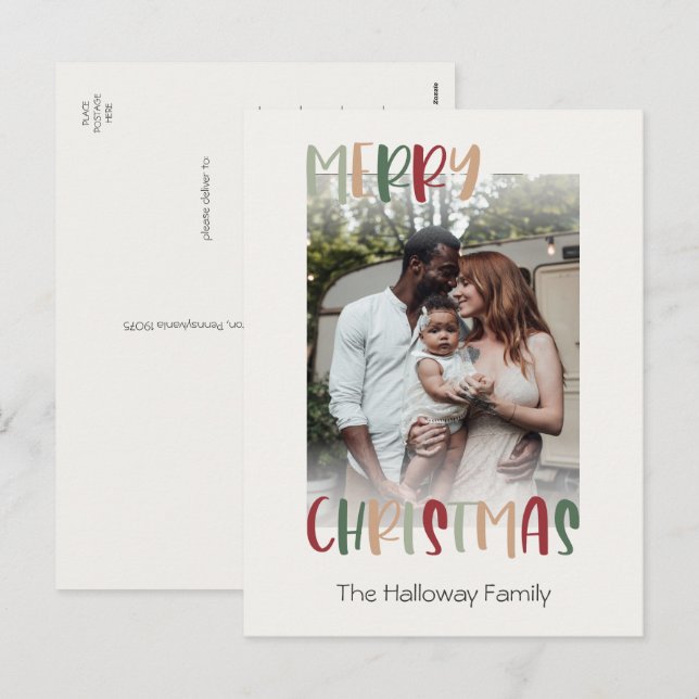 Casual Colourful Christmas Faded Photo Holiday Postcard (Front/Back)