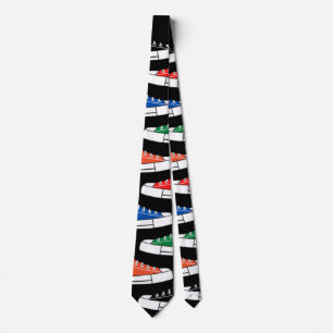 Casual Colourful Sneakers Black Neck Tie