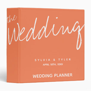 Casual Coral Modern Minimalist Wedding Planner Binder