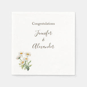 Casual Country Wedding Daisy Floral Personalized Napkin