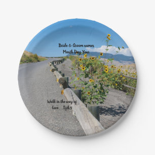 Casual country west mountain road flower table paper plate