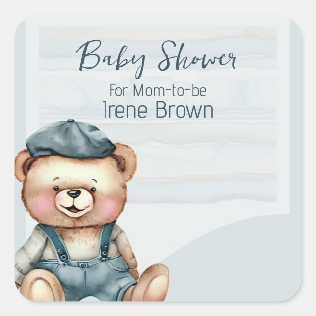 Casual Cozy Baby Shower Invitation Square Sticker (Front)