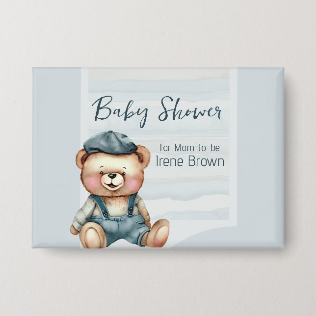 Casual Cozy Baby Shower Personalized Button (Front)