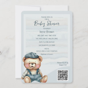 Casual Cozy Bear Baby Shower Invitation