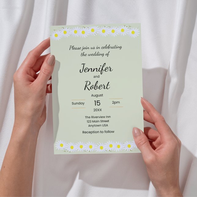 Casual Daisy Wedding Invitation (Creator Uploaded)