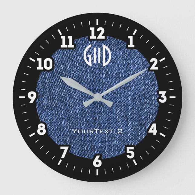 Casual Denim Blue Jeans Stylish on a Large Clock (Front)