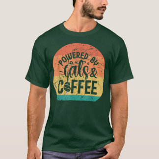 Casual Distressed Top Powered By Cats & Coffee