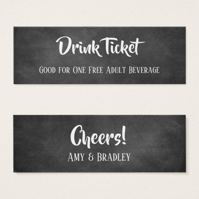 Casual Drink Tickets in White Over Chalkboard (Front & Back)