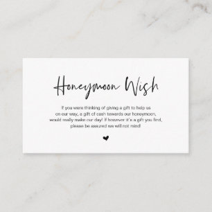 Casual elegance, Black Font, Honeymoon Wish Enclosure Card
