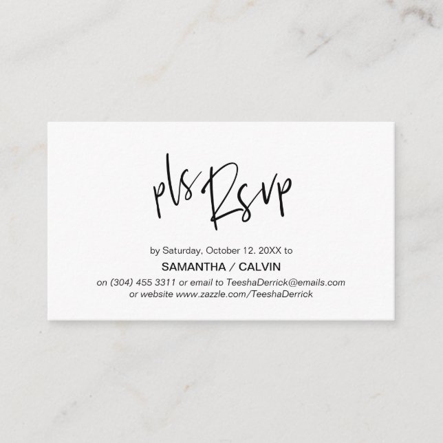 Casual Elegance, Black Grey Script, RSVP respond Enclosure Card (Front)