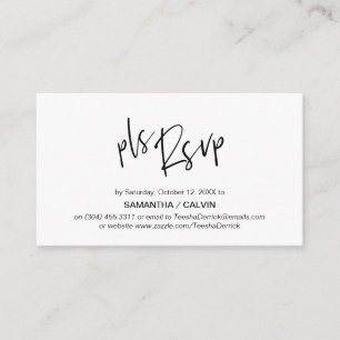Casual Elegance, Black Grey Script, RSVP respond Enclosure Card
