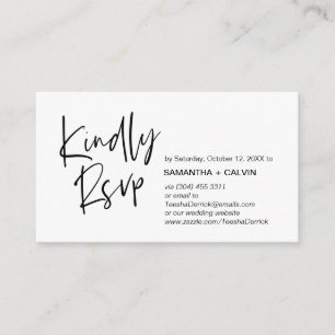 Casual Elegance, Black Script, RSVP respond Enclosure Card