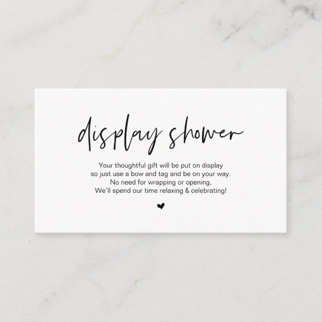 Casual elegance, Display Shower, black, Wedding Enclosure Card (Front)