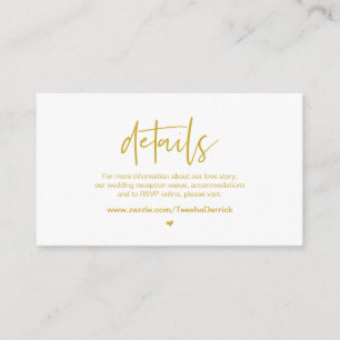 Casual elegance, Gold font, Wedding Details Enclosure Card