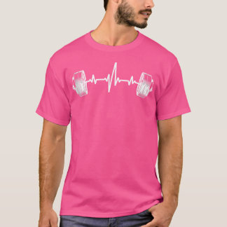 Casual Fitness Heartbeat Barbell Gym Workouts T-Shirt