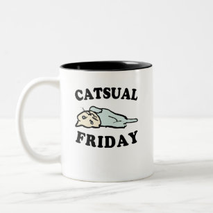 Casual Friday Cute Casual Cat Two-Tone Coffee Mug