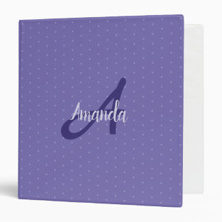 Casual Girly Blue Purple Dots Monogram  Binder