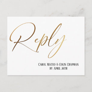 Casual Gold Handwriting RSVP Song Request Custom Postcard