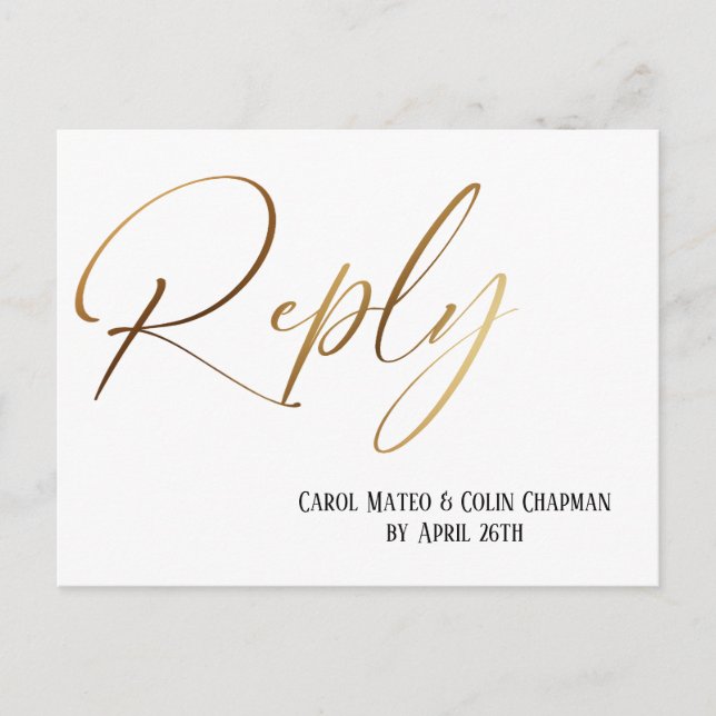 Casual Gold Handwriting RSVP Song Request Custom Postcard (Front)