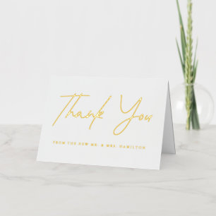 Casual Gold Script Wedding Thank You Foil Greeting Card