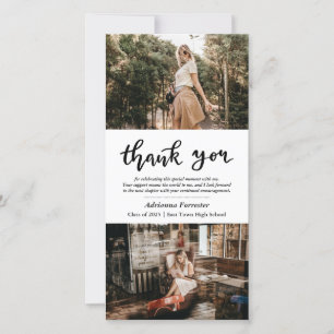 Casual Graduate Photo Modern Thank You Script Card