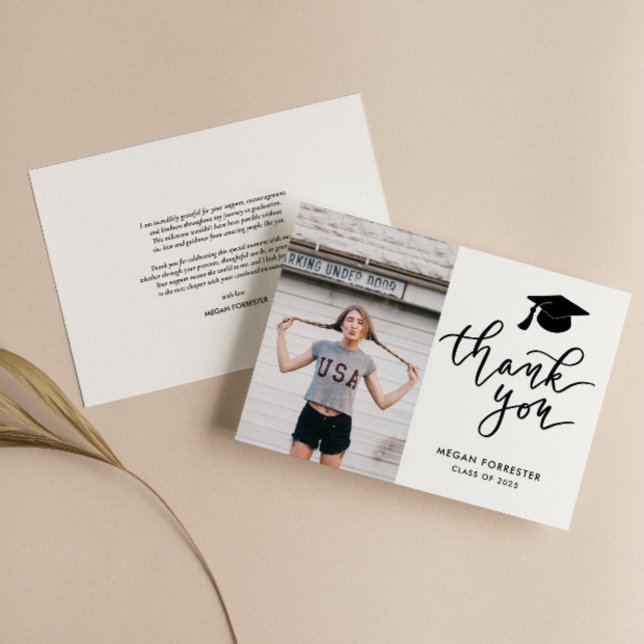 Casual Graduation Hat Handwritten Thank You Photo (Creator Uploaded)