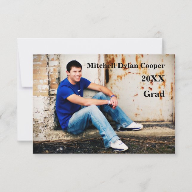Casual Grunge  - 3x5 Graduation Announcement (Front)