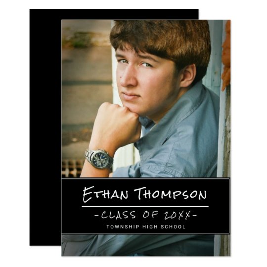 Casual Guy Graduate Photo Graduation Party Card