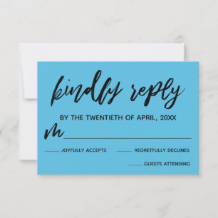 Casual Handwriting Blue Wedding RSVP Card