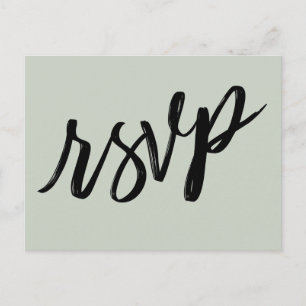 Casual Handwriting Bold Sage Green RSVP Postcard