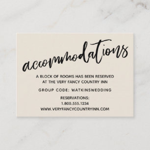 Casual Handwriting, Cream Wedding Accommodations Enclosure Card