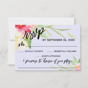 Casual Handwriting Flowers Lavender Song Request RSVP Card