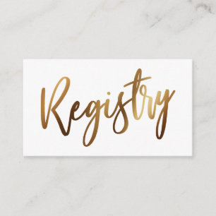 Casual Handwriting Gold Typography Gift Registry Enclosure Card