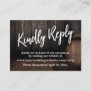 Casual Handwriting Kindly Reply  Wooden Barrel Enclosure Card