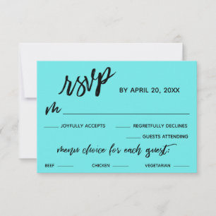 Casual Handwriting Menu Choice Aqua RSVP
