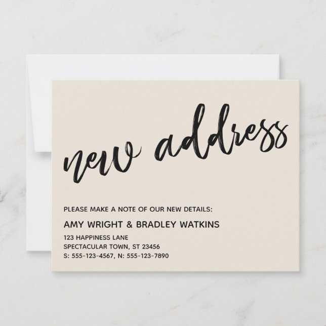 Casual Handwriting New Address Cream Announcement (Front)