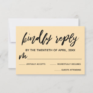 Casual Handwriting Pale Peach Wedding RSVP Card