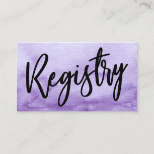 Casual Handwriting Purple Watercolor Gift Registry Enclosure Card