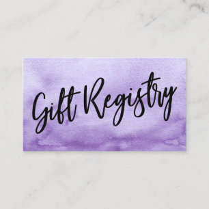 Casual Handwriting Purple Watercolor Gift Registry Enclosure Card
