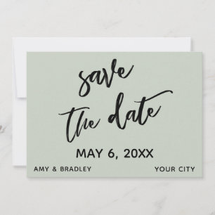Casual Handwriting Sage Green Wedding Typography Save The Date