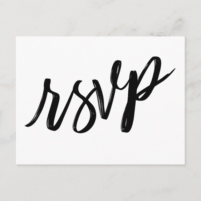 Casual Handwriting Simple Black and White RSVP Postcard (Front)