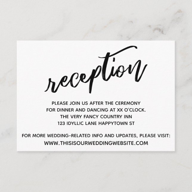 Casual Handwriting Simple Wedding Reception Enclosure Card (Front)