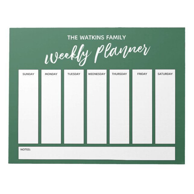 Casual Handwriting Simple Weekly Planner, Leaf Notepad (Front)