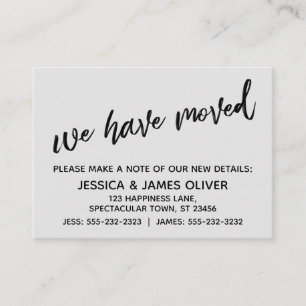 Casual Handwriting Simple We've Moved Grey Card