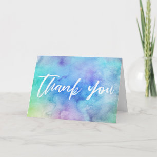Casual Handwriting Thank You Colourful Watercolor Card