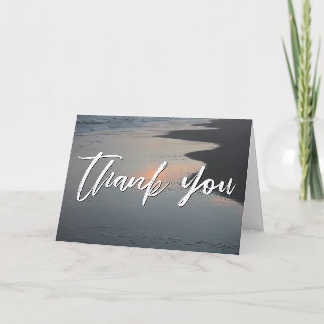Casual Handwriting Thank You Evening Topsail Beach Card (Front)