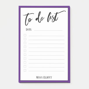 Casual Handwriting To Do List Purple and White Post-it Notes