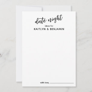 Casual Handwriting Typography Date Night Ideas Advice Card
