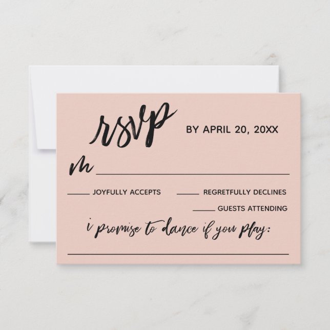 Casual Handwriting w/ Song Request Blush Pink RSVP Card (Front)