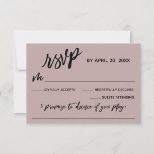 Casual Handwriting w/ Song Request Dusty Rose Pink RSVP Card